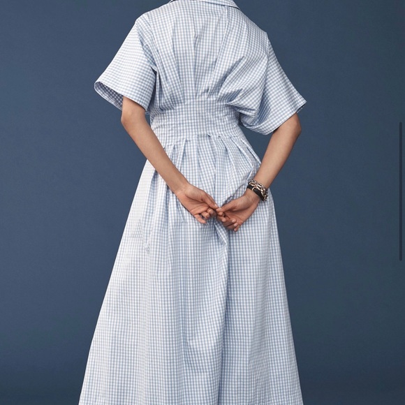 Anthropologie Blue Gingham Midi Dress - Picture 2 of 5